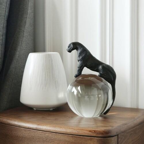 Nordic Leopard Sitting On A Crystal Ball Statue Decoration Home Wild Animal Ornament Home Accessories Creative Art Crafts Gift