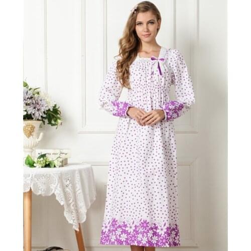 Spring New Cotton Princess Nightdress Super Long Dress Floral Long Nightdress Lounge Intimate Lingerie Royal Princess Sleepwear