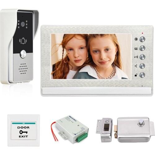 Wired Video Intercom system for Villa Home Security + Electric Lock+ Power Supply+ Door Exit + Video Door Phone System Unlock