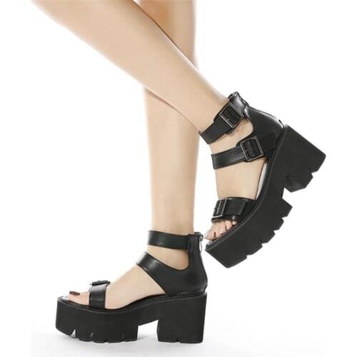 JIANBUDAN Platform Sandals Womens New Rome High heels Sandals Womens Party Wedge Pumps Belt buckle Open Toe sandals 35-42 size