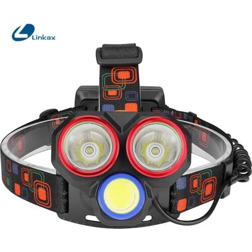 T6 LED Headlamp 1800Lumens 3 LED Light Ultra Bright Headlight USB Rechargeable 4 Modes Flashlight Waterproof Fishing Hunting