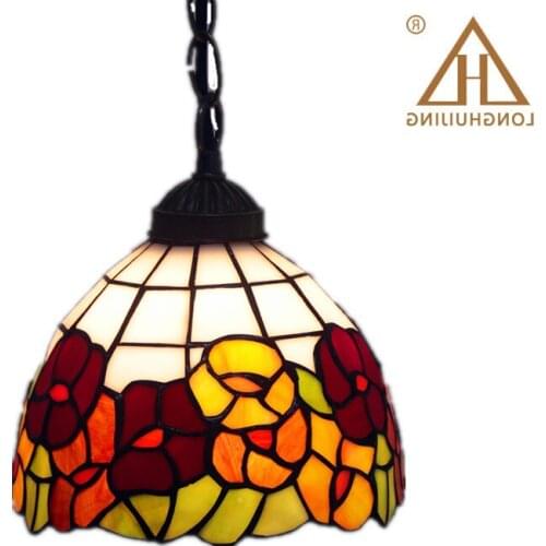 Stained Glass Lamp European Brief Art Glass Curtain Beads Pendant Lights Living Room Restaurant Suspension Light Fixtures