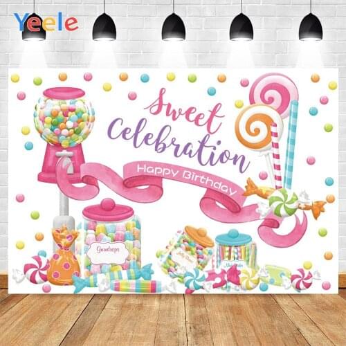Yeele Pink Candy Baby Birthday Party Newborn Personalized Photographic Backdrops Photography Backgrounds For Photo Studio Prop