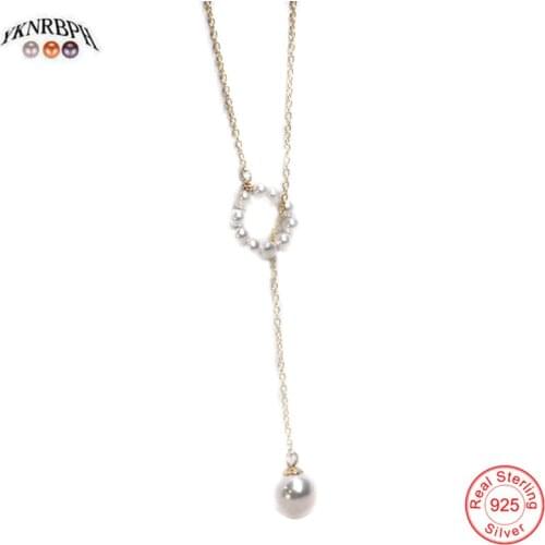 YKNRBPH Womens S925 Natural Freshwater Pearl Necklace Romantic Fine Party/Wedding Jewelry