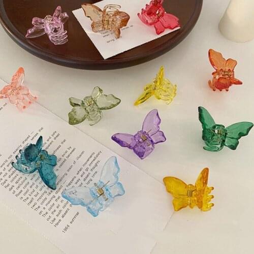 Korea sweet Small Butterfly Hair Claw for Women Girls Colorful hair Clips Acrylic Hairpins Barrettes Hair accessories Ornament
