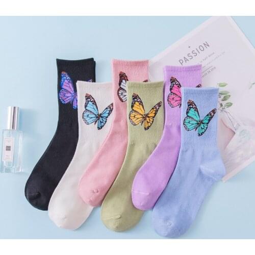Women Women Jelly Butterfly Socks Long Tube Middle Tube Couple Cotton Socks