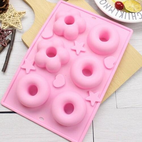 1PC Donuts Molds Round Circular Flower Shaped Baking Star Heart Silicone Chocolate Moulds Cake Dessert Decorating DIY Tools