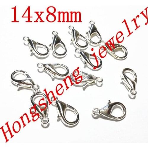 14x8mm 300pcs/lot silver plating color zinc Alloy Jewelry Findings Lobster Clasps Hooks Jewelry Making Clasps