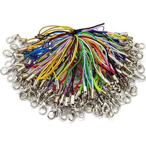 20pcs Colorful Double Circle Lobster Clasp Lanyard Strap Cord Cell Phone Mobile Craft Pendant DIY Handmade Materials