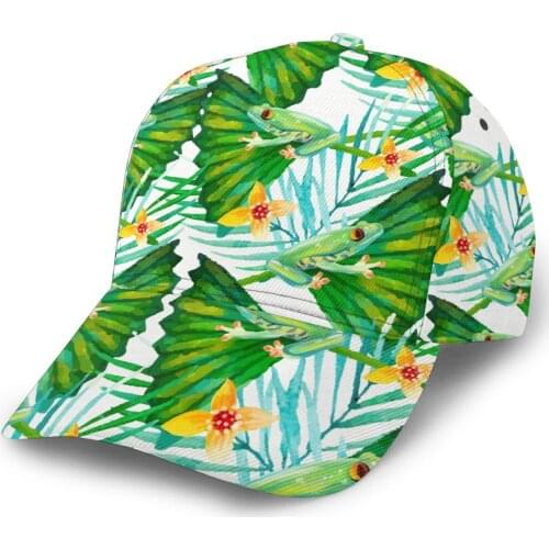 2021 Summer New Unisex Outdoor Sport Sunscreen Baseball Hat Running Visor Cap Watercolor Summer Flowers Frogs