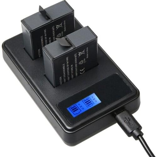 2x battery go pro Hero 5 Batteria USB LCD Smart Display electricity Charger For GoPro Hero 7 6 5 Black Action camera Accessories