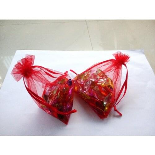 300pcs 13*18 Red gift bags for jewelry/wedding/christmas/birthday Organza Bags with handles Packaging Yarn bag