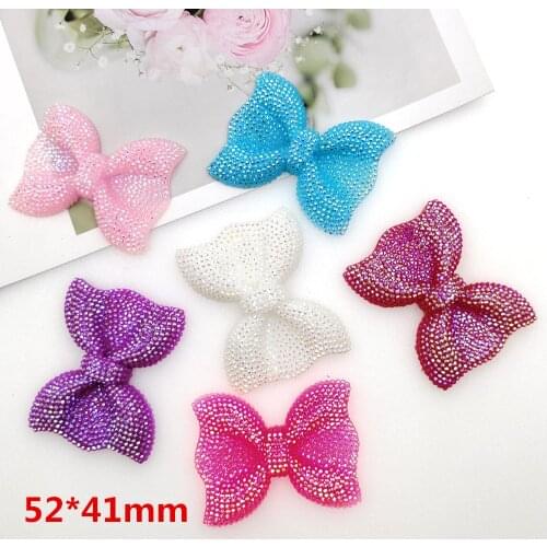 6pcs/lot flat back resin ab color bows hot sale big size flowers resin cabochons accessories
