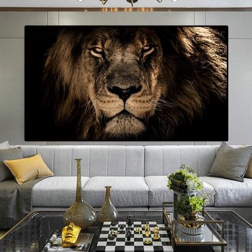 African Large Lions Face Canvas Paintings on the Wall Art Posters And Prints Animals Lions Art Pictures For Living Room Cuadros