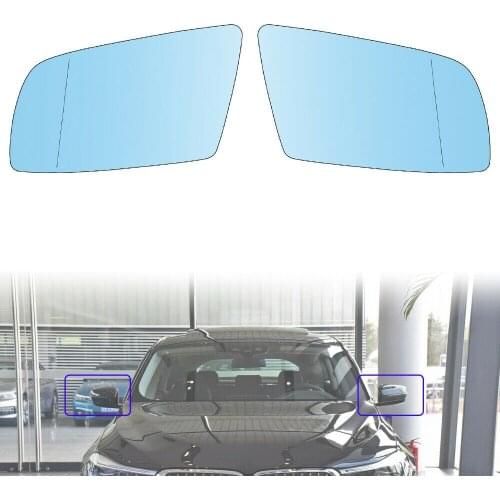 Artudatech Left and Right Pair Side Heated Blue Door Mirrors Glasses For BMW 5-series E60 E61