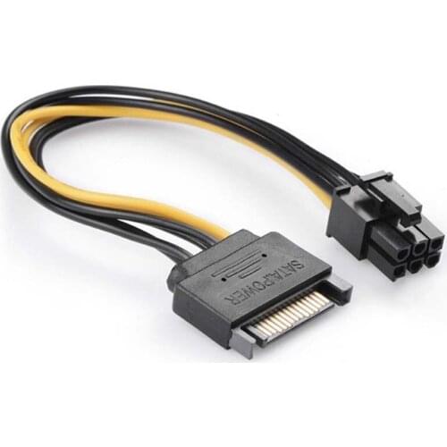 Free shippingSATA Male Power 15 Pin to PCI Express Card Power Cable Adapter 6 pin Free shippingnew