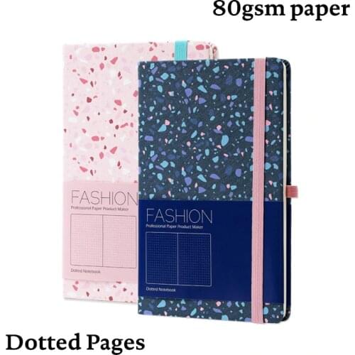 Granite A5 Dotted Notebook Dot Grid Journal Hard Cover Elastic Band Travel Diary Planner