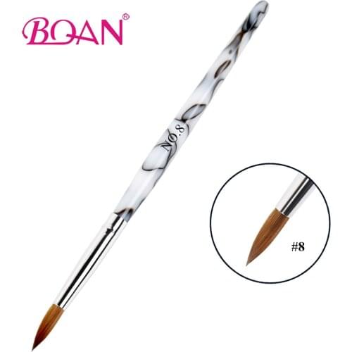 BQAN 1 Pc Acrylic Handle Nail Art Brush #8 Manufacturer Direct Kolinsky Sable Hair Nail Brush Painting Beauty DIY Tool