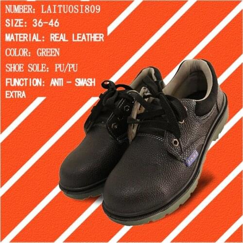 Black safety shoes double steel labor protection shoes stable-proof AN1 double layer high density PU outsole protective shoes