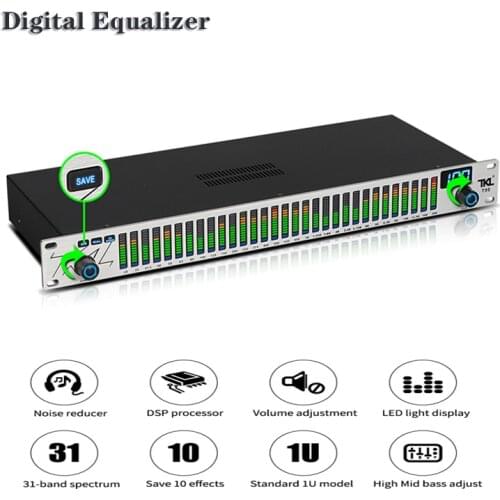 Wishcolor TKL T99 Silver Black Panel Digital Equalizer EQ Audio Equalizer Spectrum Display For KTV Stage Performance