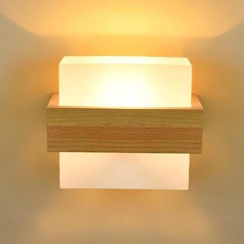 Nordic Wooden Wall Lamp for Bedroom Bedside Stairs Corridor interior mounted Lighting Sconce Indoor decoration Light fixtures