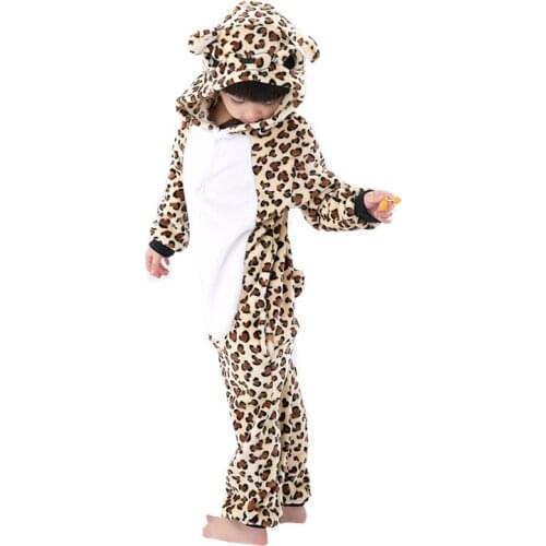 Children Cartoon Kigurumi Leopard Bear Kids Onesies Pajamas Cosplay Costume Clothing For Halloween Carnival New Year Party