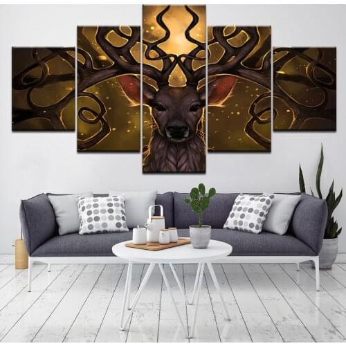 Canvas Painting magic deer animal Wall Art Pictures 5 Pieces Modular Wallpapers Poster Print for living room Home Decor