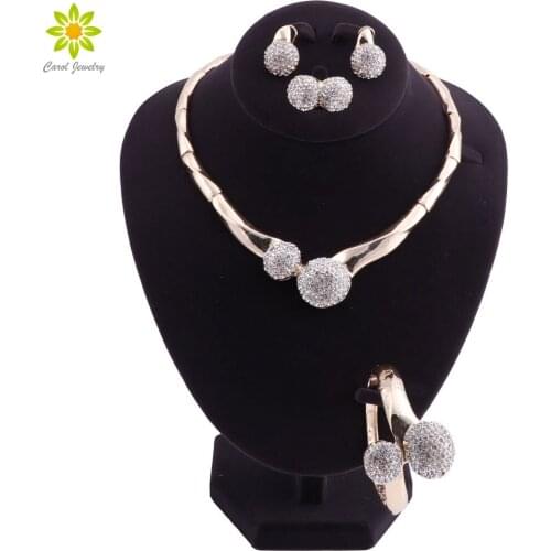 African Beads Jewelry Set Gold Color Bridal Jewelry Sets For Women Indian Wedding Jewelry Necklace Earrings Set