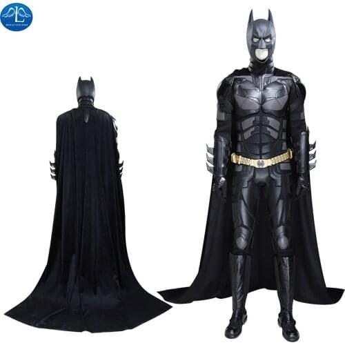 Bat Cosplay Costume The Knight Rises Suit for Man Bruce Complete Outfit Halloween Leather Jumpsuit Black Cloak Custom Made
