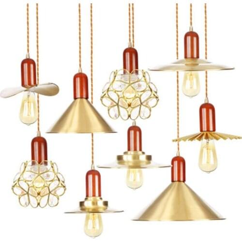 Nordic style small and simple chandelier corridor wing restaurant milk tea shop decoration copper chandelier
