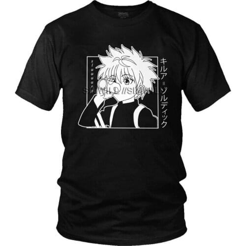 Male Hunter X Hunter T-Shirt Streetwear Killua Zoldyck Tshirt Short Sleeve Unique T Shirt Homme Cotton Anime Manga Tee Gift