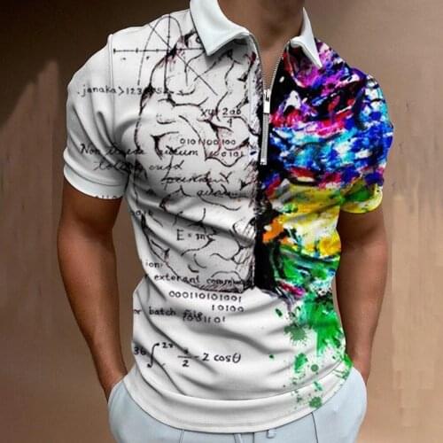 ICCLEK Mens Casual POLO Shirt Mens Short Sleeve Zipper Lapel Pullover T-shirt Mens Clothing Korean Fashion Clothing