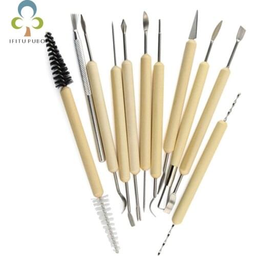 11pcs/set Clay Sculpting Kit Sculpt Smoothing Wax Carving Pottery Ceramic Multi-tools Beginners DIY Clay Sculpting Tools DDJ