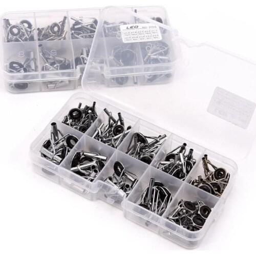 80Pcs Fishing Rod Guide Abu Garcia Angeln Tip Set Repair Kit DIY Eye Ring Stainless Steel Casting Rod Frames Olta Box Promotion