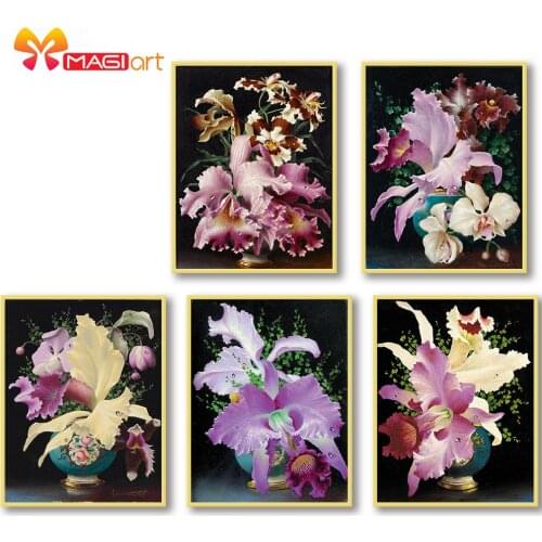 Cross stitch kits Embroidery needlework sets 11CT water soluble canvas patterns 14CT Flowers-NCMF347