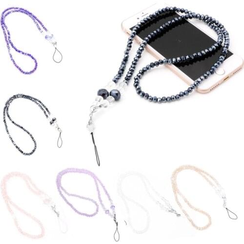 2021 New Pearls Long Neck Strap Lanyard KeyRing Keychain Holder Necklace For Mobile Phone