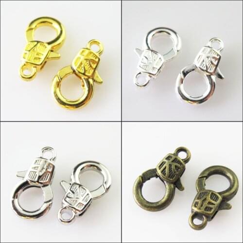 New 15Pcs Lock Lobster Clasps Connectors Gold Dull Silver Bronze Plated 10x17mm