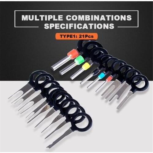 New 21Pcs Car Terminal Removal Terminal Tool Set Electrical Wiring Crimp Connector RemoverHand Tool Kit Car Disassembly Tool