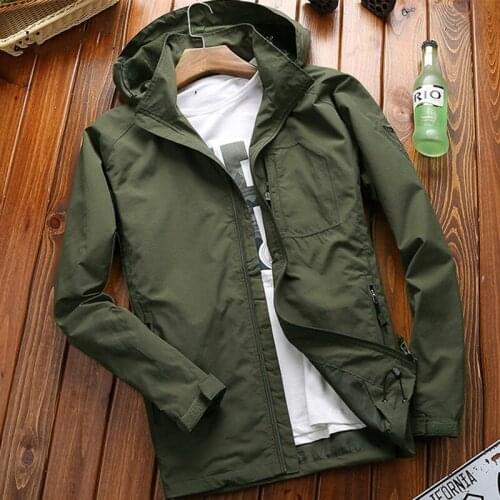 Autumn Mens Thin Jacket Male Casual Overcoat Army Tactics Windbreaker Jacket Mens Waterproof Breathable Hooded 6XL,TA205