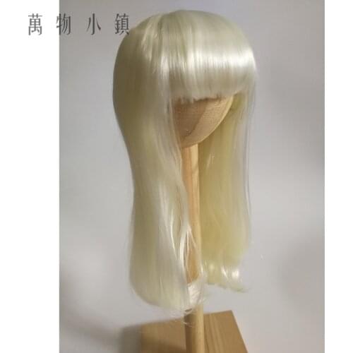 New Milk golden Air bangs Pear flower head wig 1/3 8-9 inch BJD SD DD Doll Wig