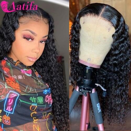 Malaysian Curly Hair Lace Closure Wig 100% Remy Human Hair Lace Wigs For Black Women Deep Wave Wig T Part Transparent Lace Wig