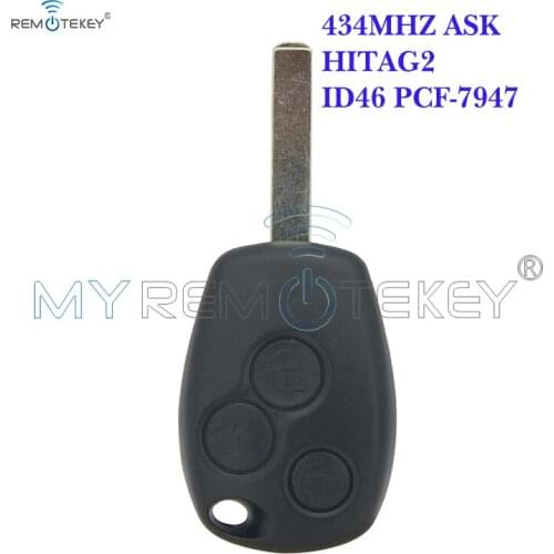 Remtekey Remote key 3 button 434MHZ ASK ID46 PCF7947 VA6 blade for Renault Clio Kangoo Modus Master Twingo key