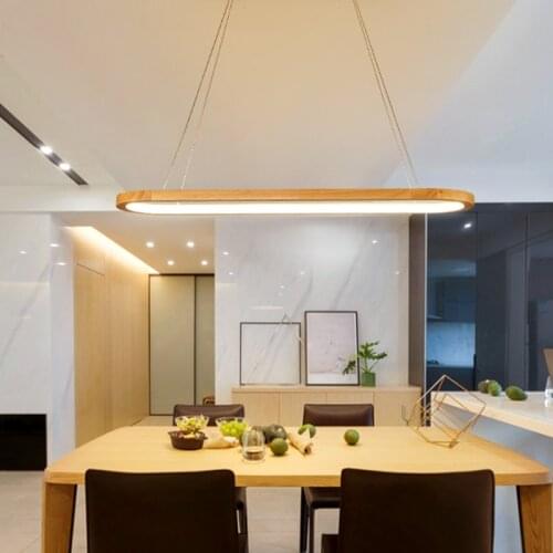 Nordic Personality Chandelier Japanese Simple Solid Wood Oval Chandelier Restaurant Office Bedroom Wooden Chandelier Creative