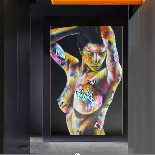 Modern Graffiti Art Sexy Naked Woman Canvas Painting Beauty Posters Prints Wall Art Pictures for Living Room Wall Decor Cuadros