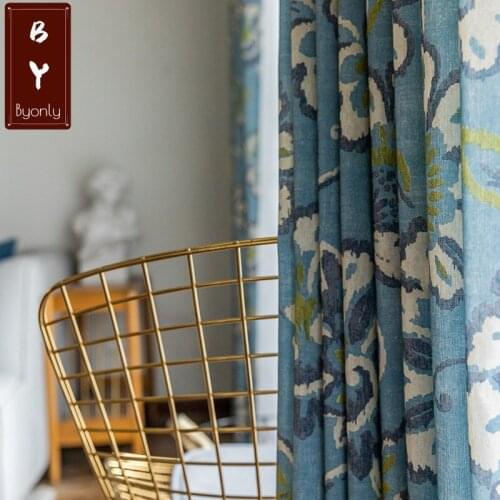 Modern Simple New Type Polyester/Cotton Printing Curtains for Living Dining Room Bedroom