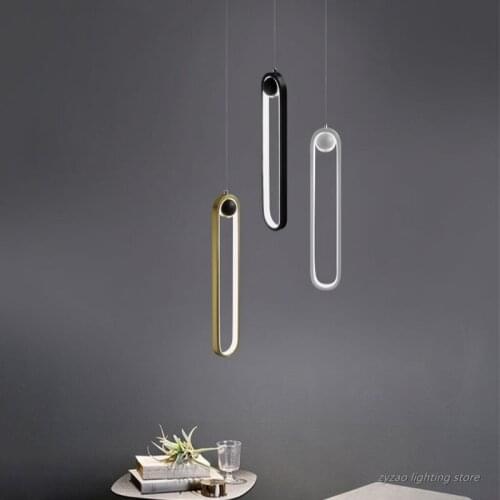 Nordic Simple Line Led Pendant Lights Modern Bedroom Bedside HangLamp Designers Restaurant Home Decor Hanging Lights Fixture