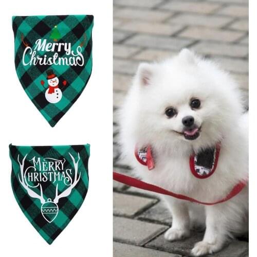 Puppy Triangle Bib Skin-friendly Christmas Style Printing Reusable Decorative Good Craftsmanship Soft Dog Bandana for Daily Use