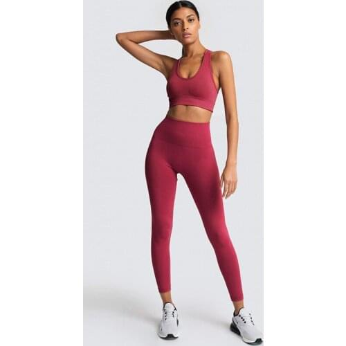 High Waist Seamless Tights Womens Padded Push Up Sports Bra Underwear Yoga Set Fitness Breathable Soft Leggings 2-Piece Suit