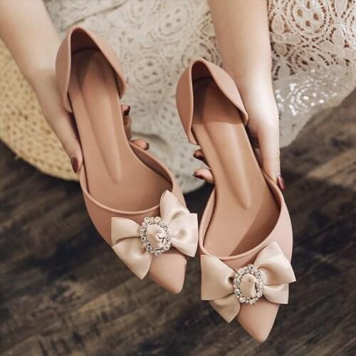 Summer Pumps Elegant Bowtie Womens Ladies Women Pointed Toe Woman Thick Heels Female 2021 Fashion Crystal Jelly Shoes