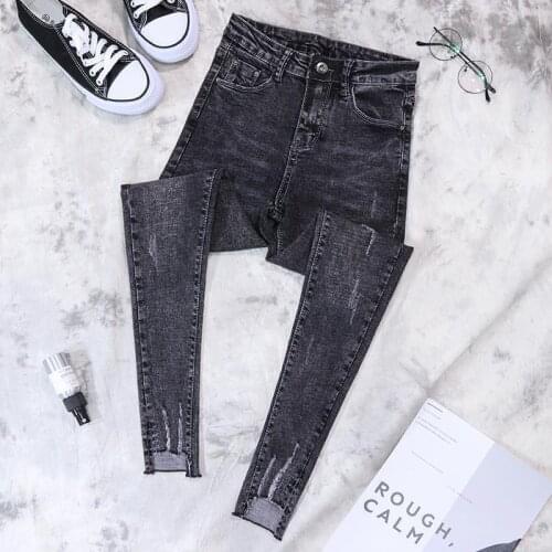 Woman Jeans Pants Spring Autumn Tight Ripped High Waist Stretch Feet Pants Pantalones Vaqueros Mujer